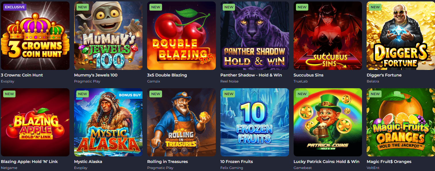 Play New Games at Rolling Slots Casino